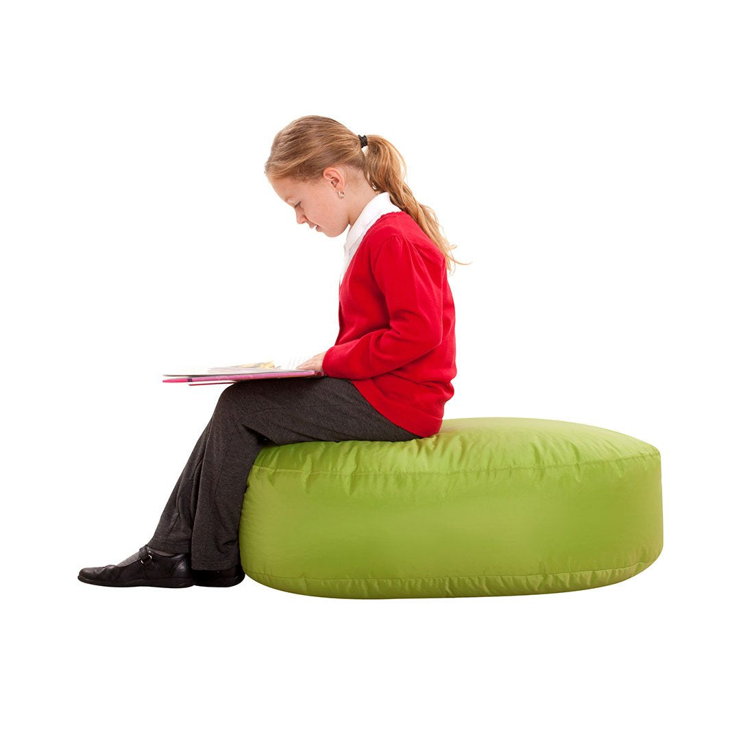 Lime Two-Seater Bean Bag Oval Seat | Back Support | Stackable Design Activity Seat | Dimensions: 50cm(W) x 80cm(L) x 20cm(H)