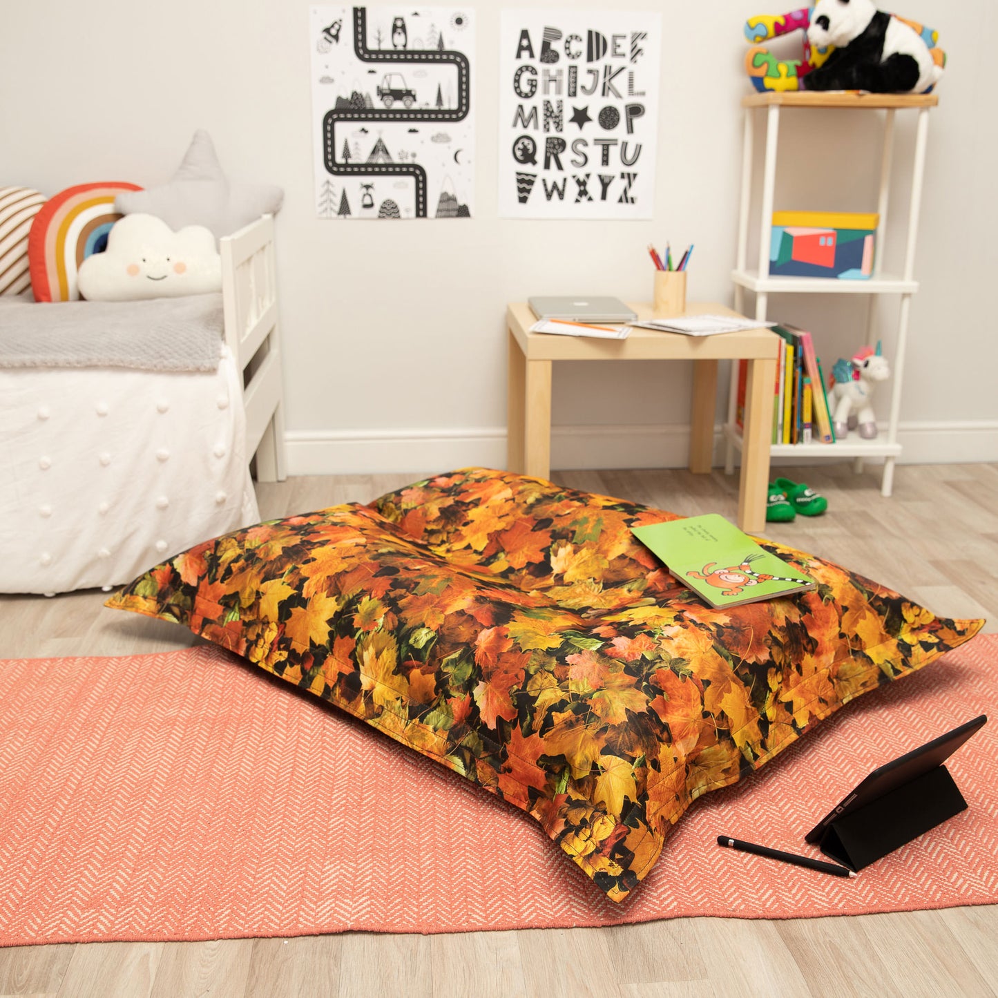 Nature Autumn Leaves Print Floor Cushion - SENsory Toys4U