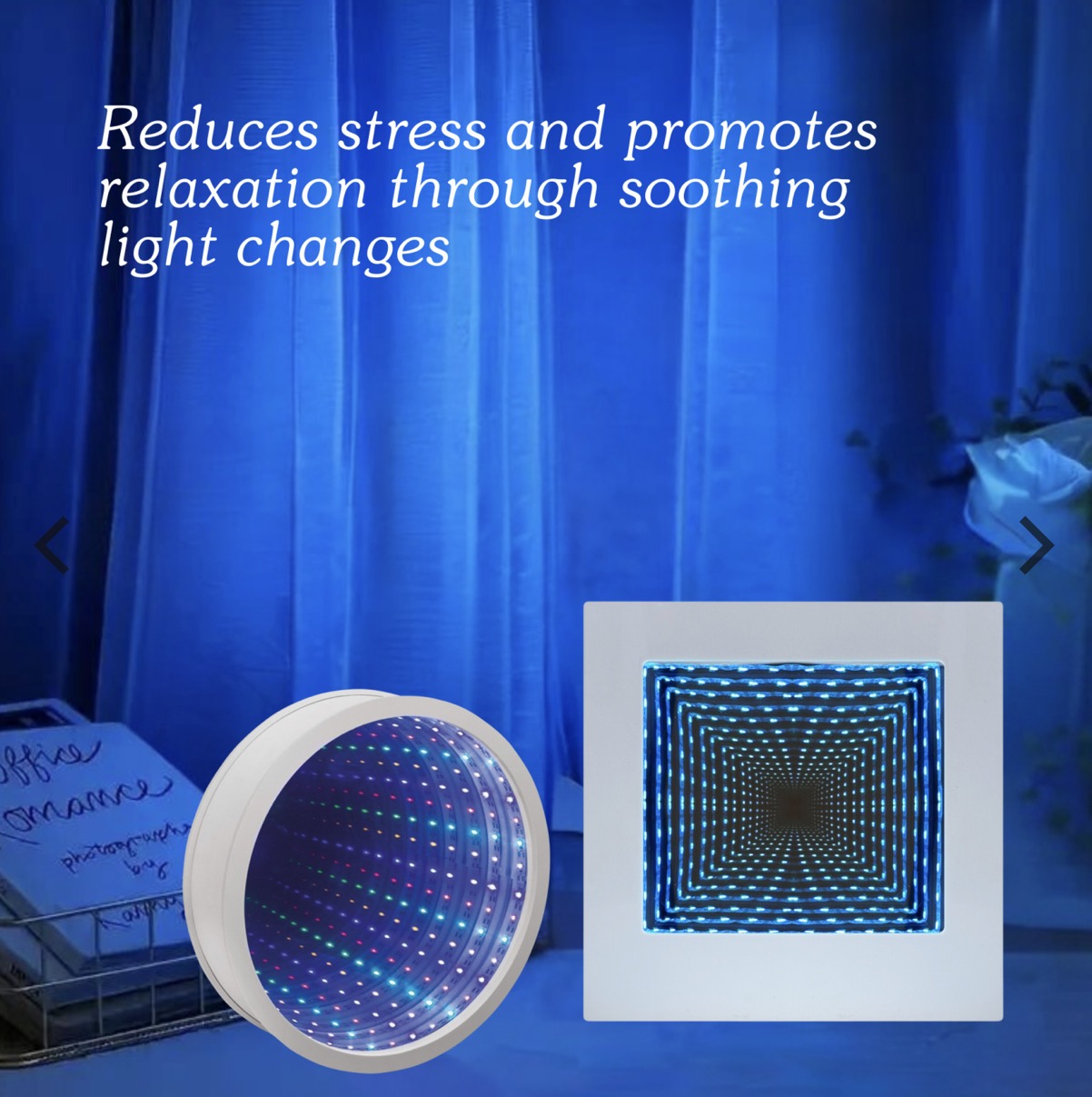 22cm Sensory Light LED Infinity Mirror Tunnel Light Lamp and 23cm Infinity Mirror Calming Visual Effect