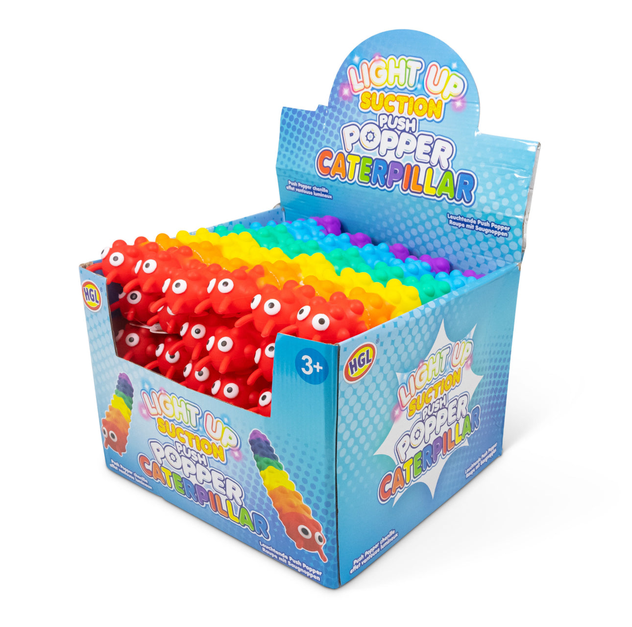 LIGHT UP SUCTION PUSH POPPER RAINBOW CATERPILLAR - SENsory Toys4U