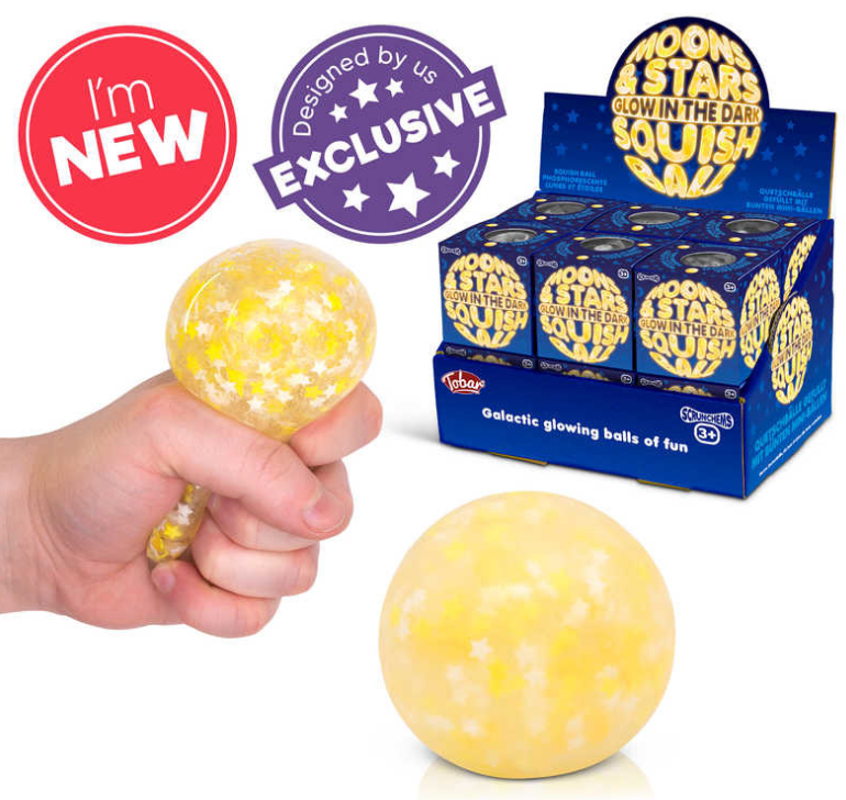 SCRUNCHEMS GLOW IN THE DARK MOON AND STARS SQUISHBALL - SENsory Toys4U