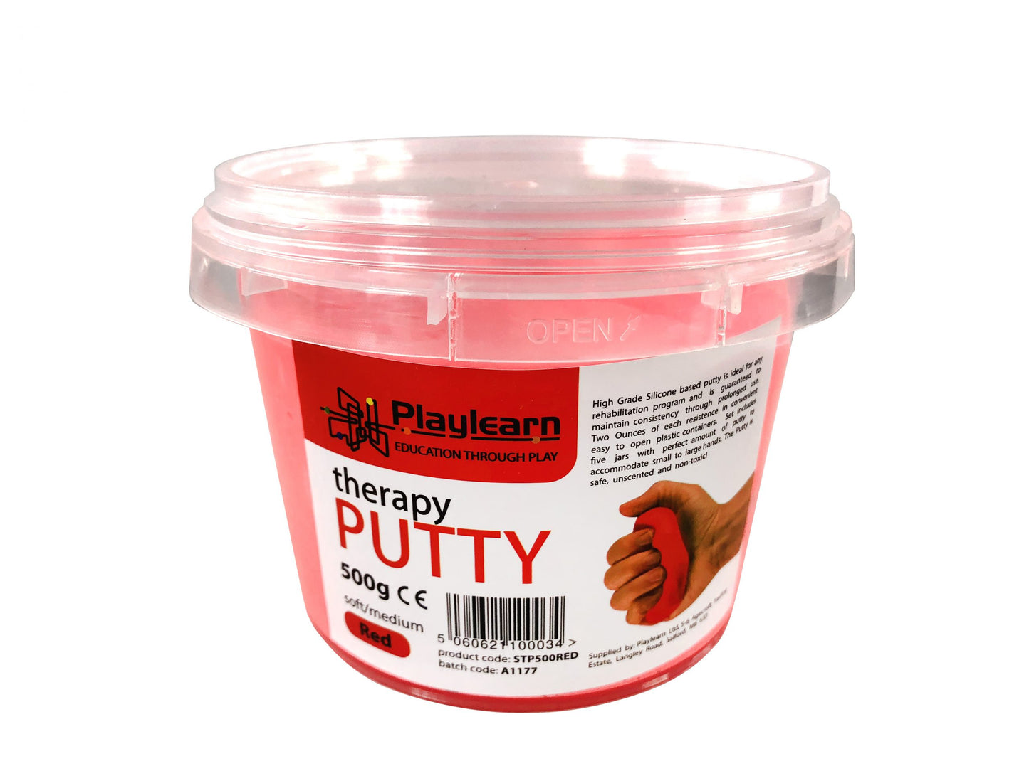 500g Therapy Putty : Red / Soft/Medium - SENsory Toys4U