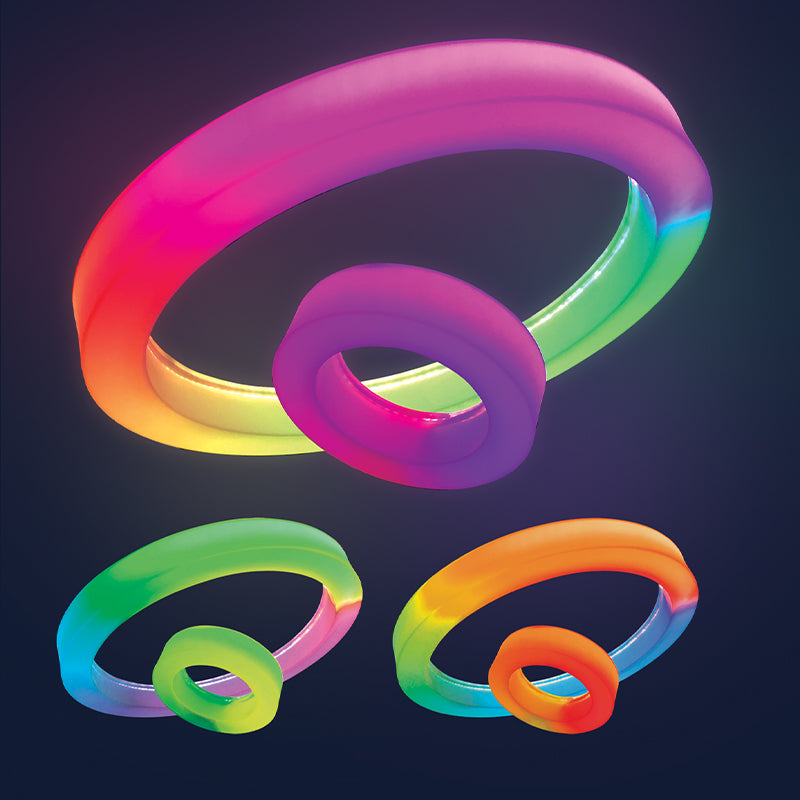 2 Sensory Ceiling Rings Colour Changing LED Lights & Remote – 40cm & 100cm