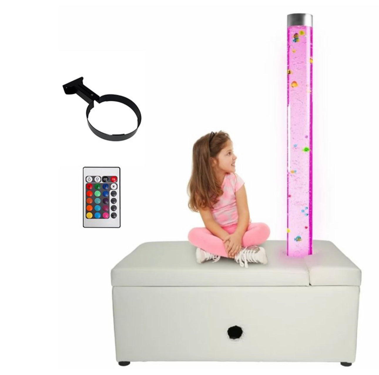 Bubble Sensory Light Tube 180cm & Rectangular Padded Surround Seat Plinth Base Sensory Kit/Set - SENsory Toys4U