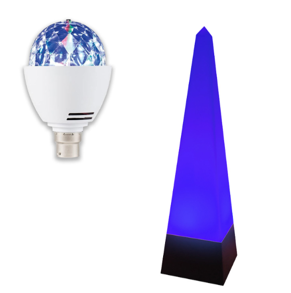 Disco Light Bulb Bayonet Cap & Pyramid Mood Light - SENsory Toys4U