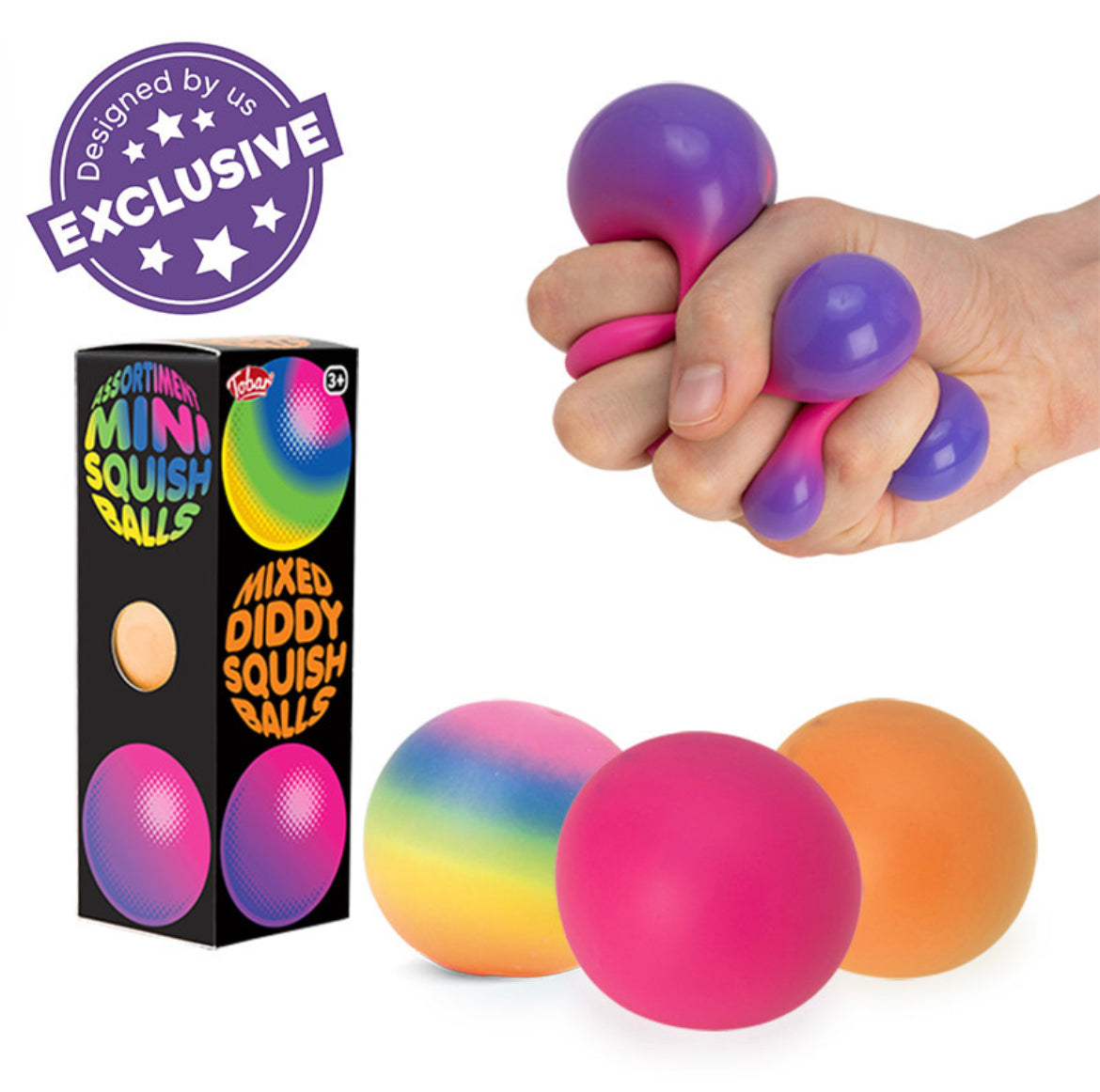 MIXED DIDDY SQUISH BALLS (3 PACK) - SENsory Toys4U