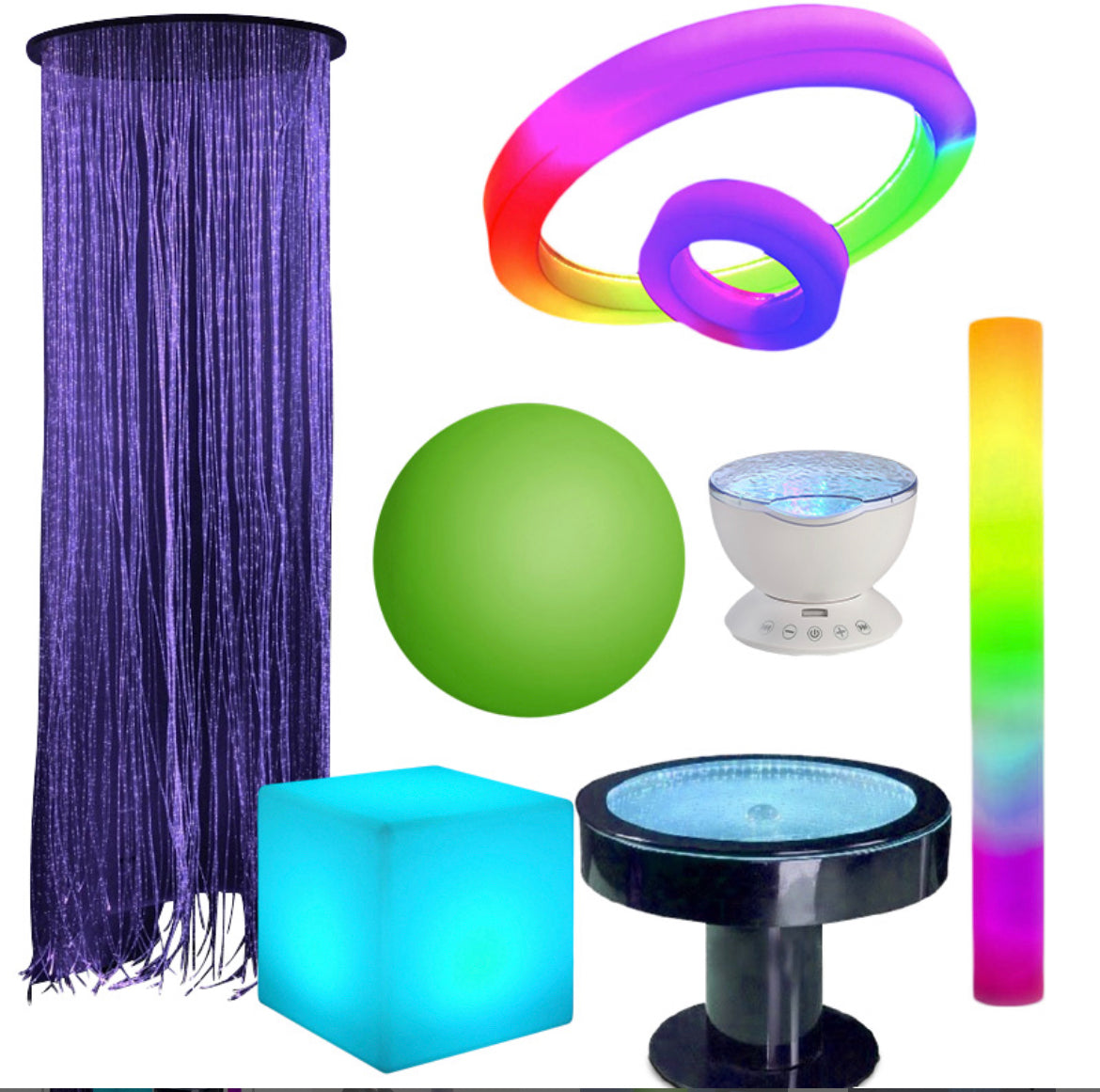 7 Piece Sensory Room Equipment Light Up Toys Set - SENsory Toys4U