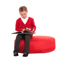 Red Two-Seater Bean Bag Oval Seat | Ideal for Paired or One-to-One Reading | Back Support | Dimensions: 50cm(W) x 80cm(L) x 20cm(H)