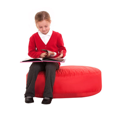Red Two-Seater Bean Bag Oval Seat | Ideal for Paired or One-to-One Reading | Back Support | Dimensions: 50cm(W) x 80cm(L) x 20cm(H)
