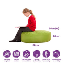 Lime Two-Seater Bean Bag Oval Seat | Back Support | Stackable Design Activity Seat | Dimensions: 50cm(W) x 80cm(L) x 20cm(H)