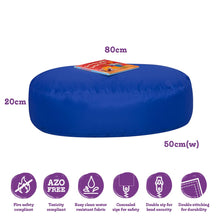Blue Two-Seater Oval Bean Bag Seat, Back Support, Activity Seat | Dimensions: 50(W) x 80(L) x 20cm(H)