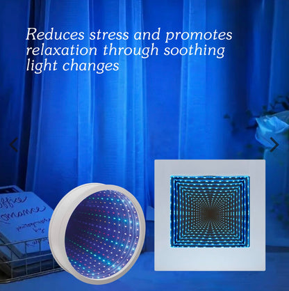 22cm Sensory Light LED Infinity Mirror Tunnel Light Lamp and 23cm Infinity Mirror Calming Visual Effect