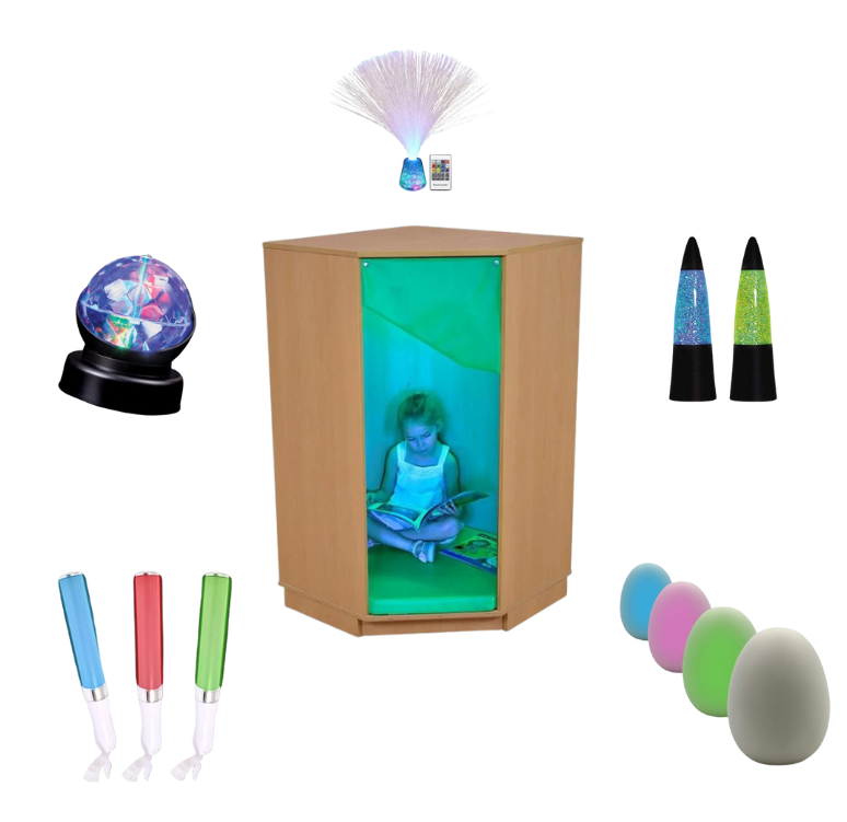 Wooden Padded Den with LED Mood Lighting & Light Up Toys - SENsory Toys4U