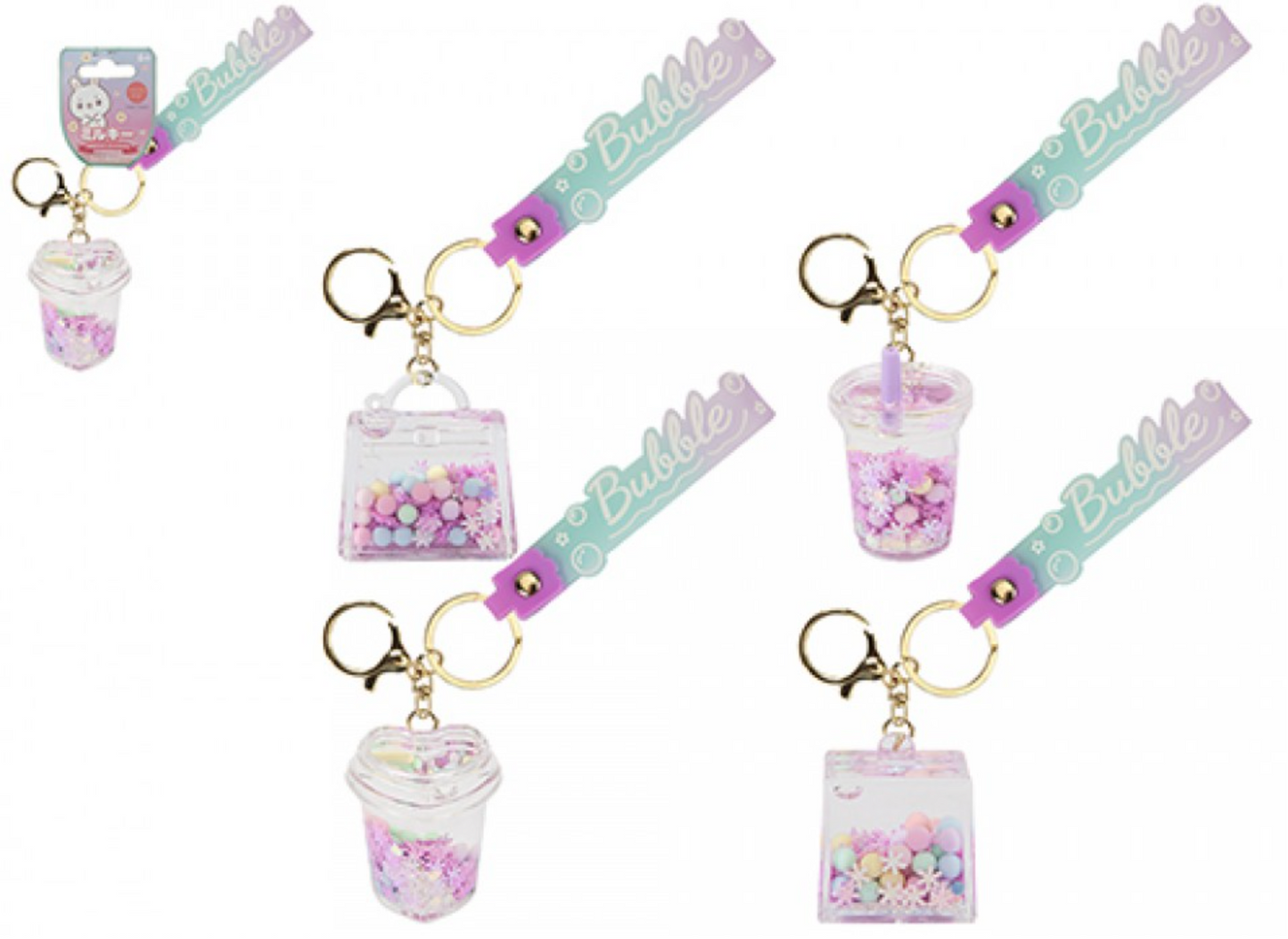 ACRYLIC CHARM KEYRING WITH LIQUID & STRAP