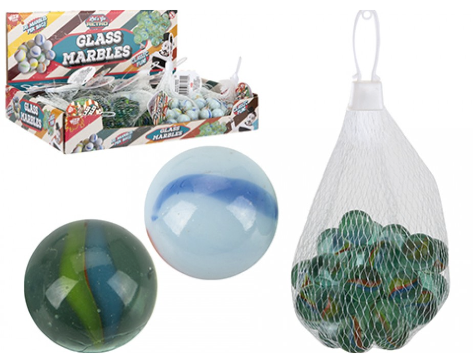36 GLASS & MILKY MARBLES IN BAG